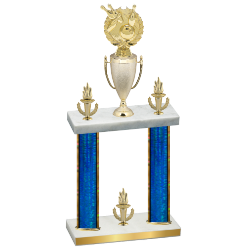 Double Blue Glacier Victory Bowling Trophy