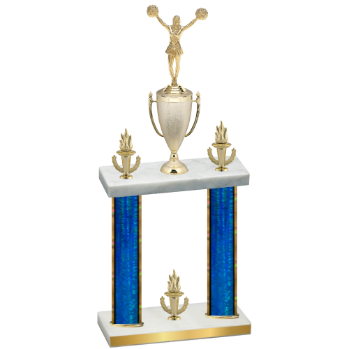 Double Blue Glacier Victory Cheerleading Trophy