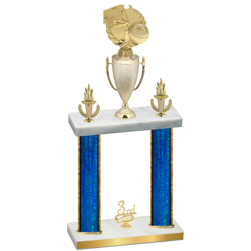 Double Blue Glacier Third Place Basketball Trophy