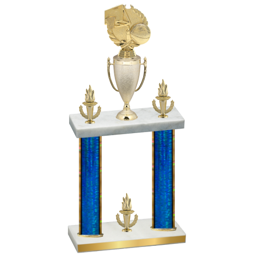 Double Blue Glacier Victory Basketball Trophy