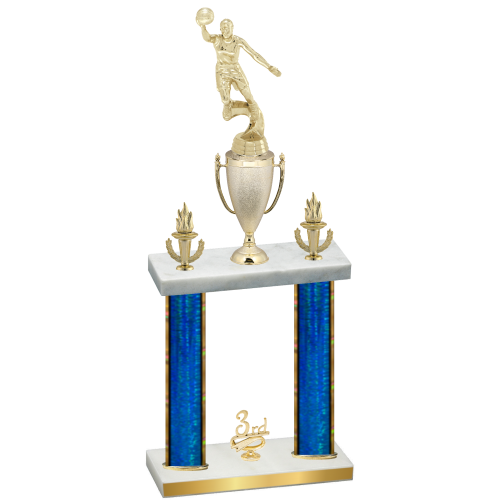 Double Blue Glacier Third Place Basketball Trophy