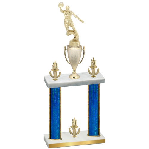 Double Blue Glacier Victory Basketball Trophy
