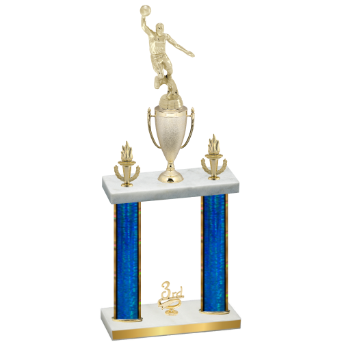 Double Blue Glacier Third Place Basketball Trophy