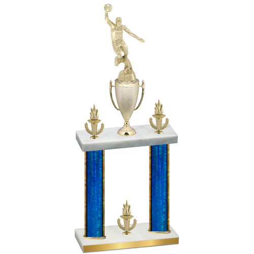 Double Blue Glacier Victory Basketball Trophy