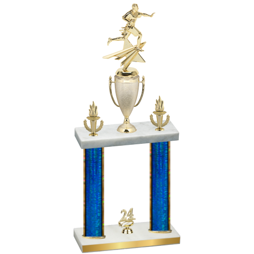 Double Blue Glacier Year Flag Football Trophy