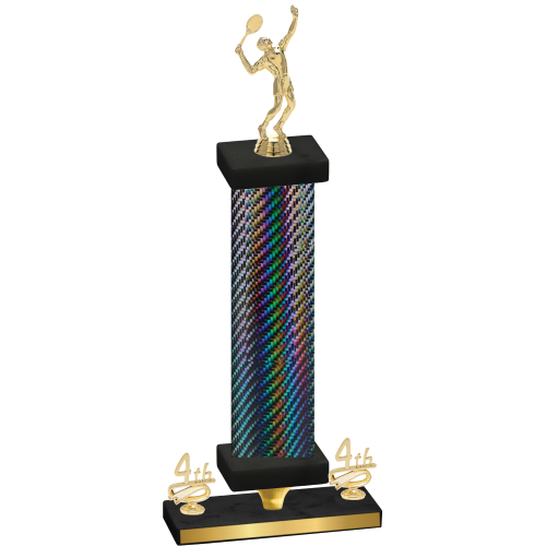 Premium Single Black Carbon Fiber Fourth Place Tennis Trophy
