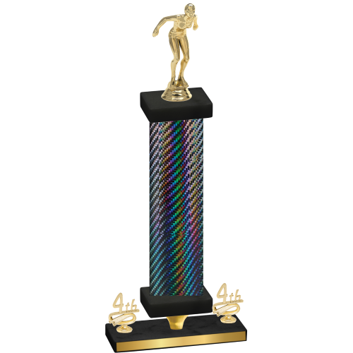 Premium Single Black Carbon Fiber Fourth Place Tennis Trophy