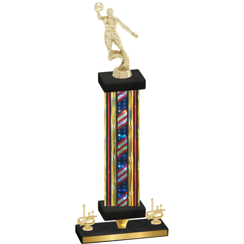 Premium Single Flag USA First Place Basketball Trophy