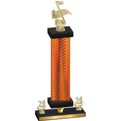 Premium Single Orange Carbon Fiber Year Music Trophy