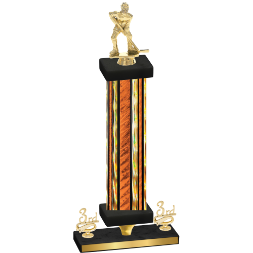 Premium Single Orange Glacier Third Place Hockey Trophy