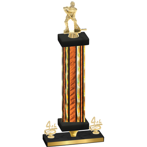 Premium Single Orange Glacier Fourth Place Hockey Trophy