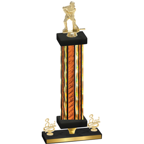 Premium Single Orange Glacier Third Place Hockey Trophy