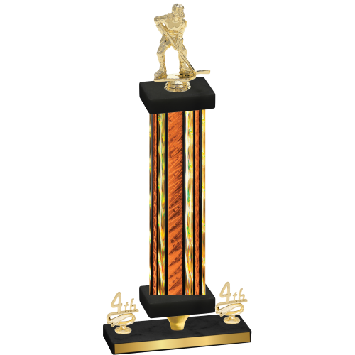 Premium Single Orange Glacier Fourth Place Hockey Trophy
