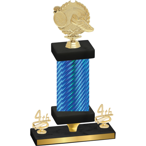Premium Single Blue Carbon Fiber Fourth Place Running Trophy