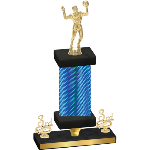 Premium Single Blue Carbon Fiber Third Place Volleyball Trophy