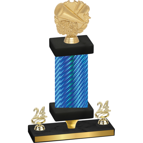 Premium Single Blue Carbon Fiber Year Cheerleading Trophy