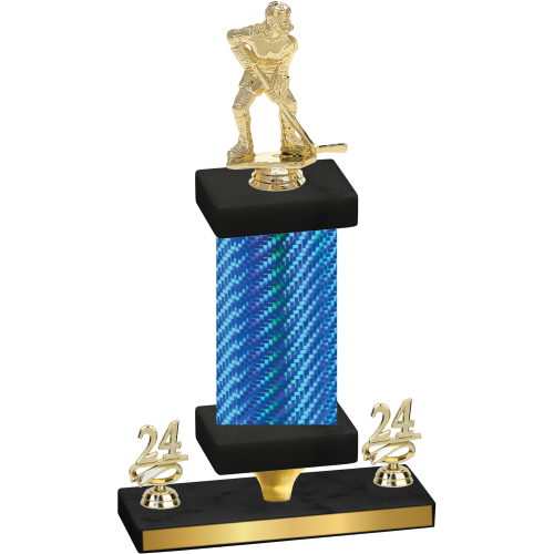 Premium Single Blue Carbon Fiber Year Hockey Trophy