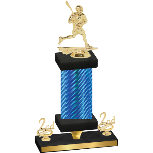 Premium Single Blue Carbon Fiber Second Place Lacrosse Trophy