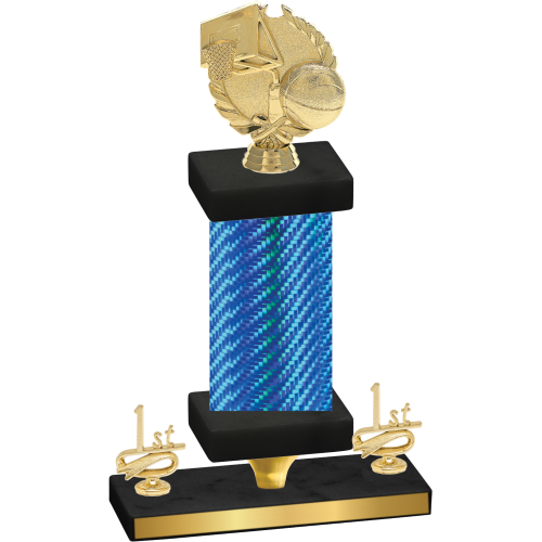 Premium Single Blue Carbon Fiber First Place Basketball Trophy