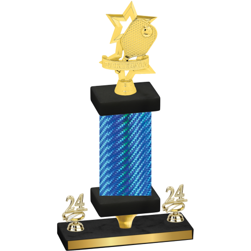 Premium Single Blue Carbon Fiber Year Pickleball Trophy