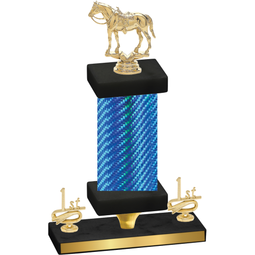 Premium Single Blue Carbon Fiber First Place Horses Trophy