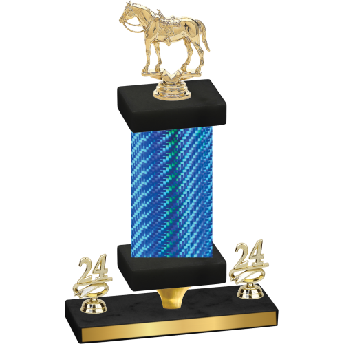 Premium Single Blue Carbon Fiber Year Horses Trophy