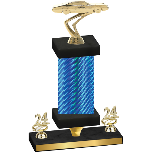 Premium Single Blue Carbon Fiber Year Cars Trophy