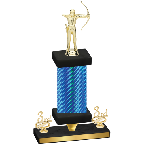 Premium Single Blue Carbon Fiber Third Place Archery Trophy