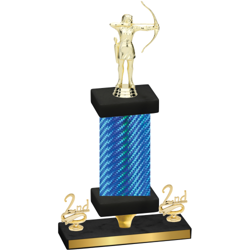 Premium Single Blue Carbon Fiber Second Place Archery Trophy
