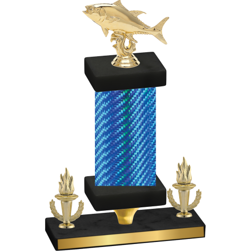 Premium Single Blue Carbon Fiber Victory Fishing Trophy