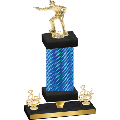 Premium Single Blue Carbon Fiber Third Place Shooter Trophy
