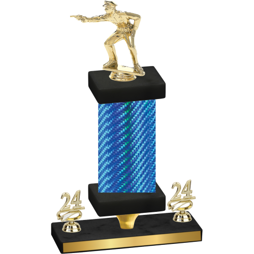 Premium Single Blue Carbon Fiber Year Shooter Trophy
