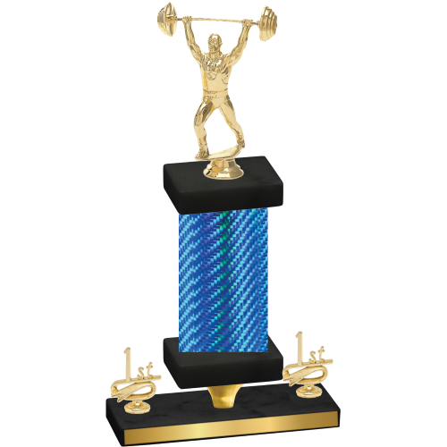 Premium Single Blue Carbon Fiber First Place Weights Trophy