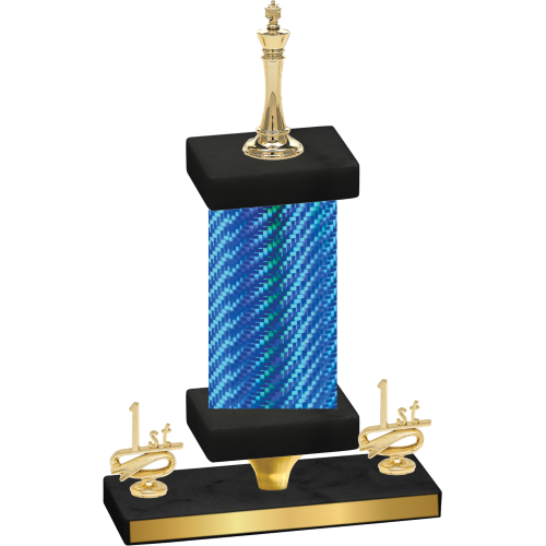 Premium Single Blue Carbon Fiber First Place Chess Trophy