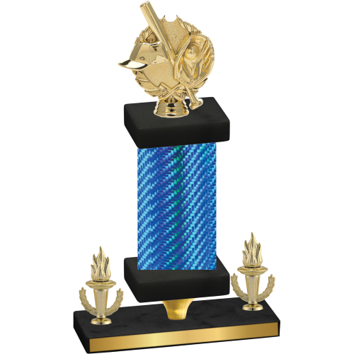 Premium Single Blue Carbon Fiber Victory Baseball Trophy