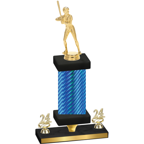Premium Single Blue Carbon Fiber Year Softball Trophy