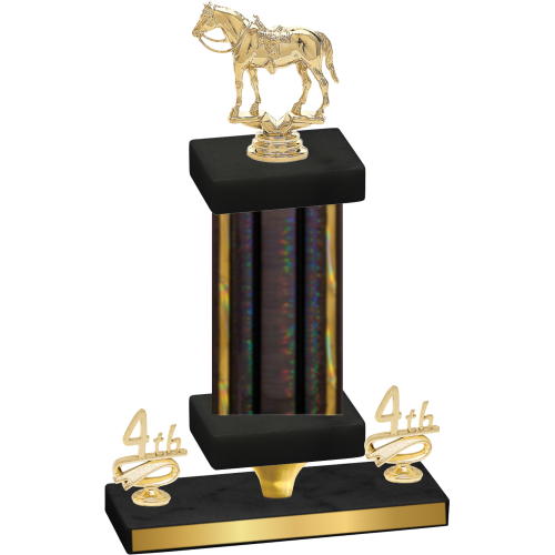 Premium Single Black Glacier Fourth Place Horses Trophy