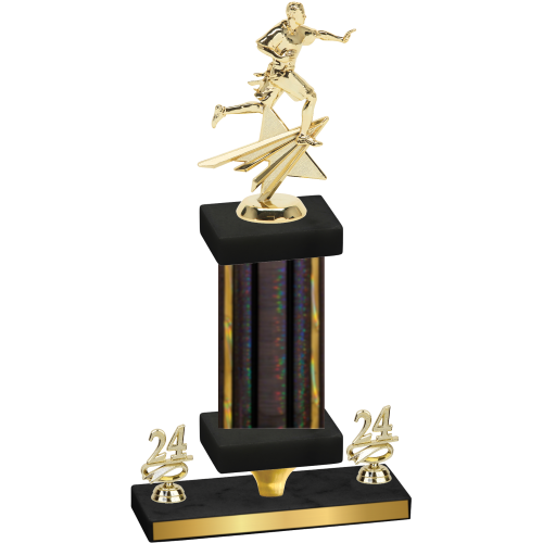 Premium Single Black Glacier Year Flag Football Trophy