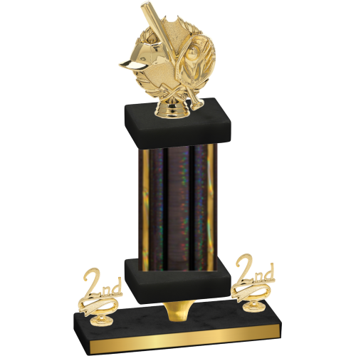 Premium Single Black Glacier Second Place Baseball Trophy