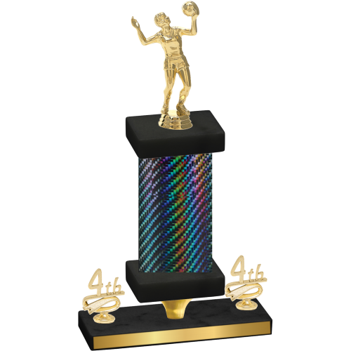 Premium Single Black Carbon Fiber Fourth Place Volleyball Trophy