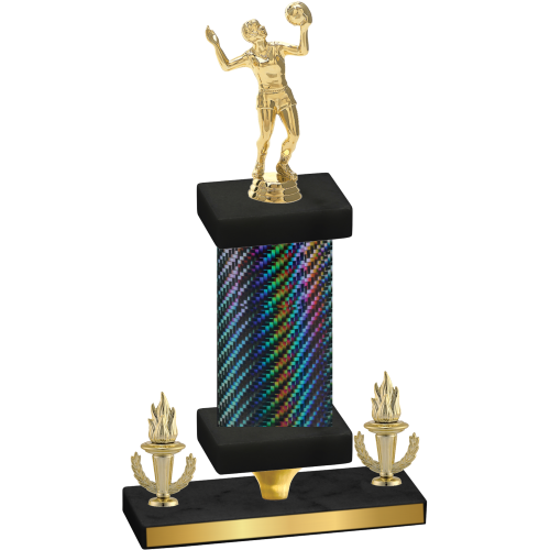 Premium Single Black Carbon Fiber Victory Volleyball Trophy