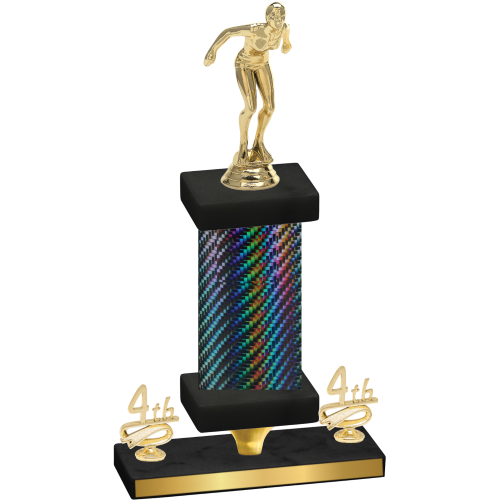 Premium Single Black Carbon Fiber Fourth Place Tennis Trophy