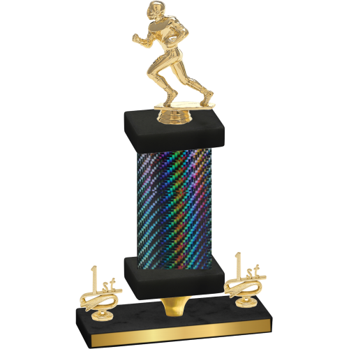 Premium Single Black Carbon Fiber First Place Football Trophy