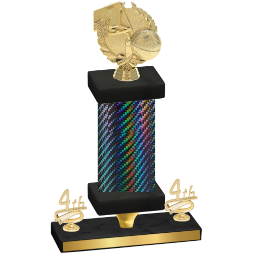 Premium Single Black Carbon Fiber Fourth Place Basketball Trophy