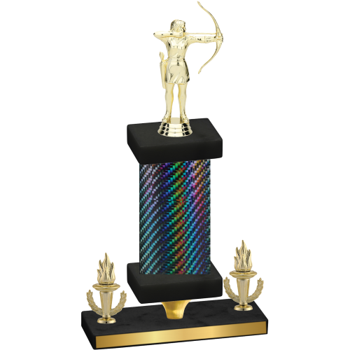 Premium Single Black Carbon Fiber Victory Archery Trophy