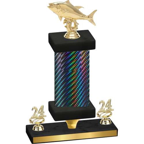 Premium Single Black Carbon Fiber Year Fishing Trophy