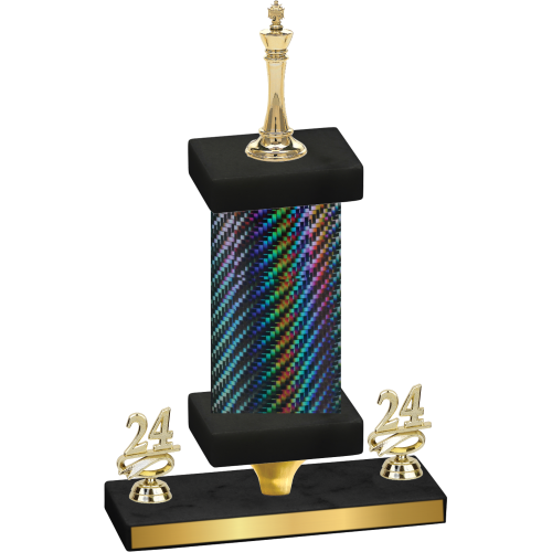 Premium Single Black Carbon Fiber Year Chess Trophy