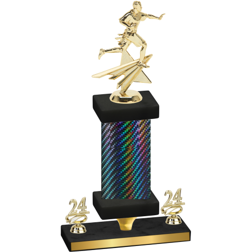 Premium Single Black Carbon Fiber Year Flag Football Trophy