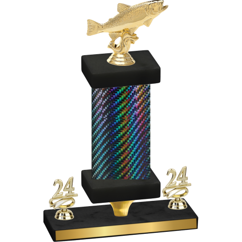 Premium Single Black Carbon Fiber Year Fishing Trophy