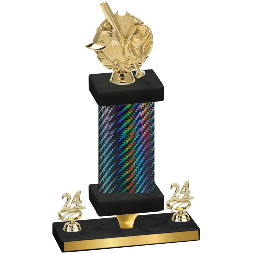 Premium Single Black Carbon Fiber Year Baseball Trophy